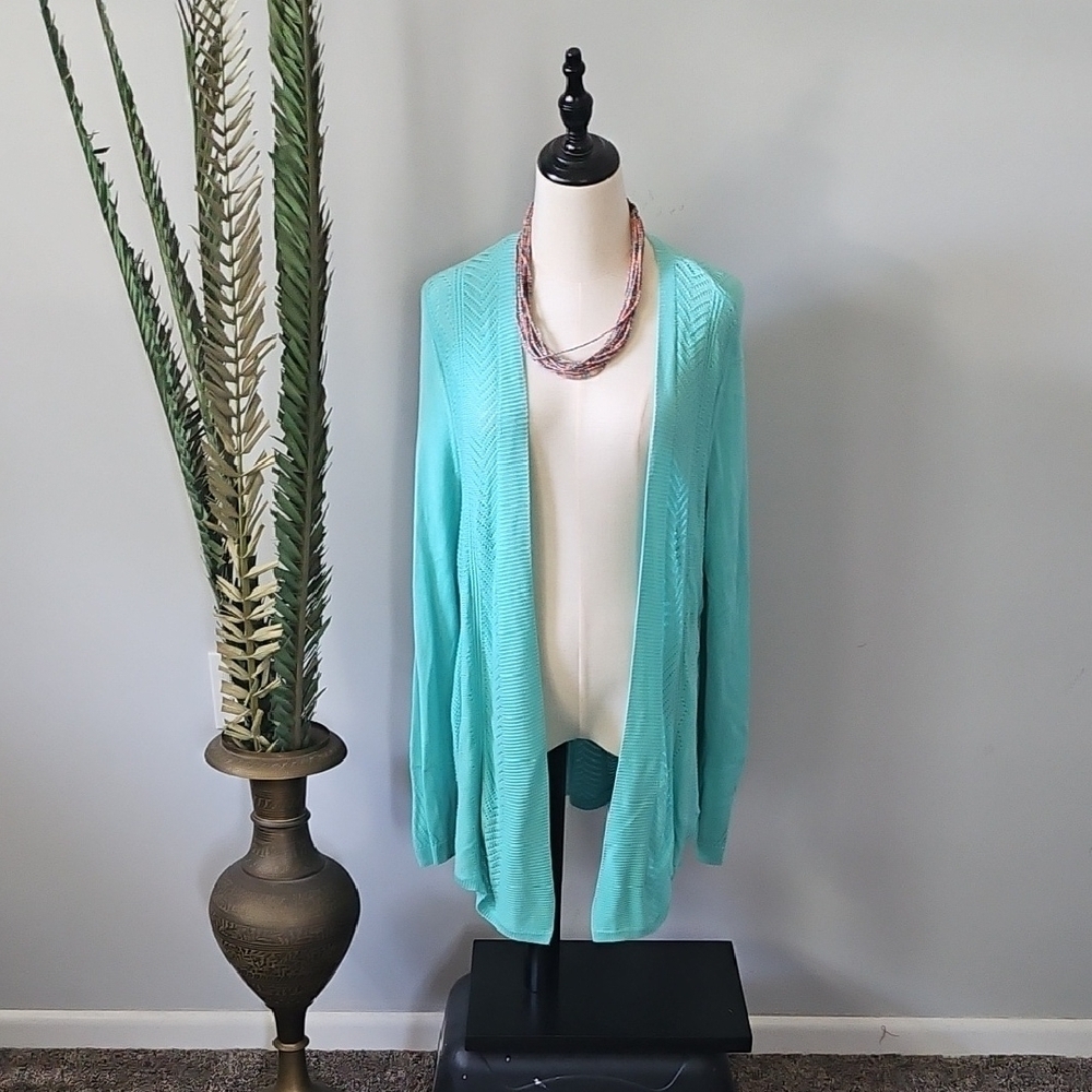 Croft & Barrow Seafoam Green Long Sleeve Lightweight Knit Cardigan